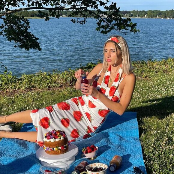 O-MIGHTY The Strawberry Midi Dress 🍓RARE HTF - Picture 1 of 7